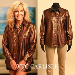 Carlisle,Metallic Bronze Lightweight Shacket,Shimmering, Excellent Con.,Size 18